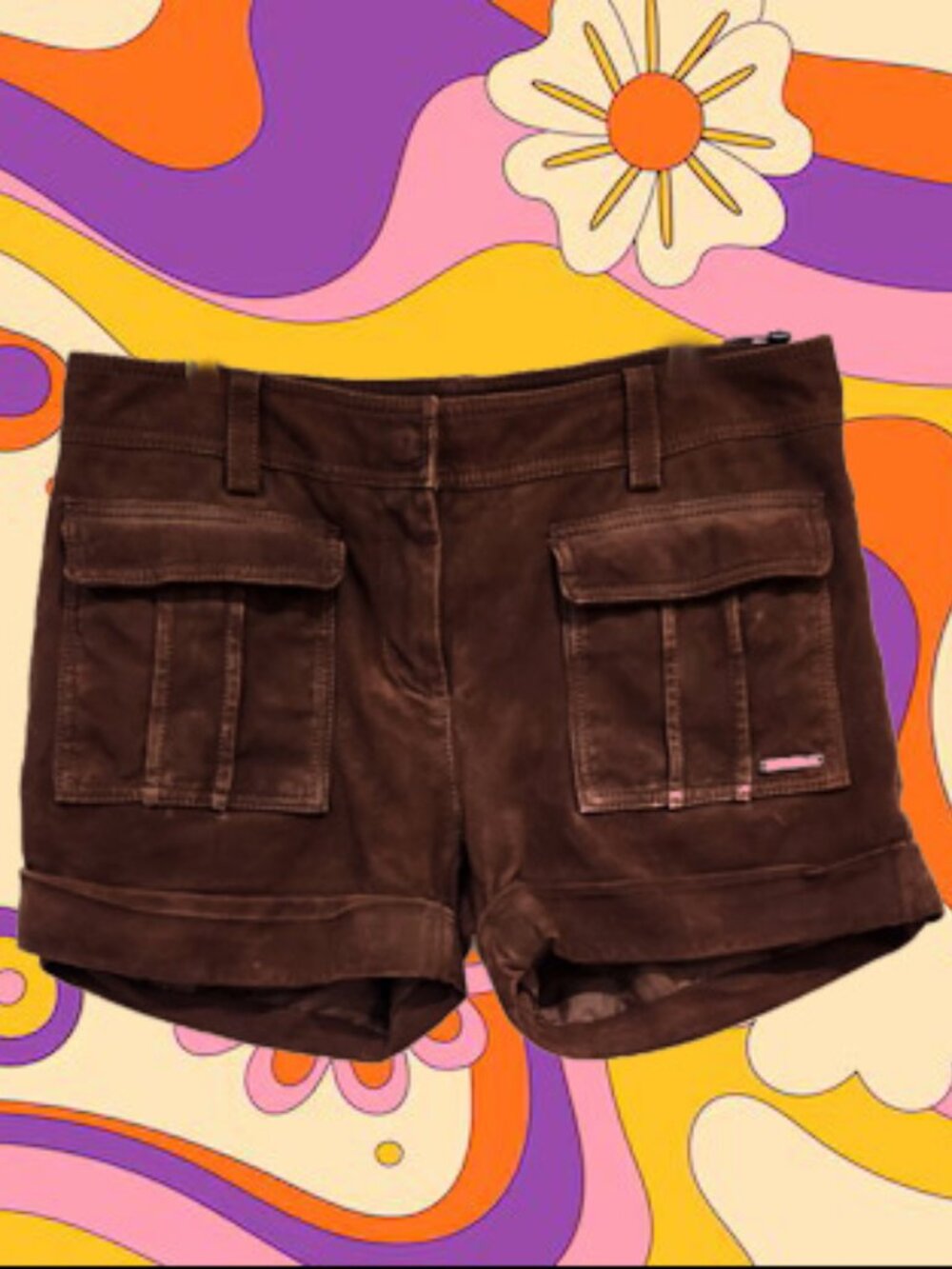 🦋💋UBER GORGE BOHO 70s VIBE!💋🦋MICHAEL KORS 100% Suede Cargo Shorts in Brown